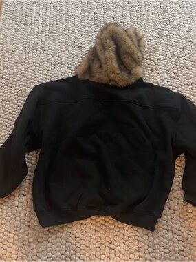 Free People Black Sweatshirt with Brown Faux Fur Hood